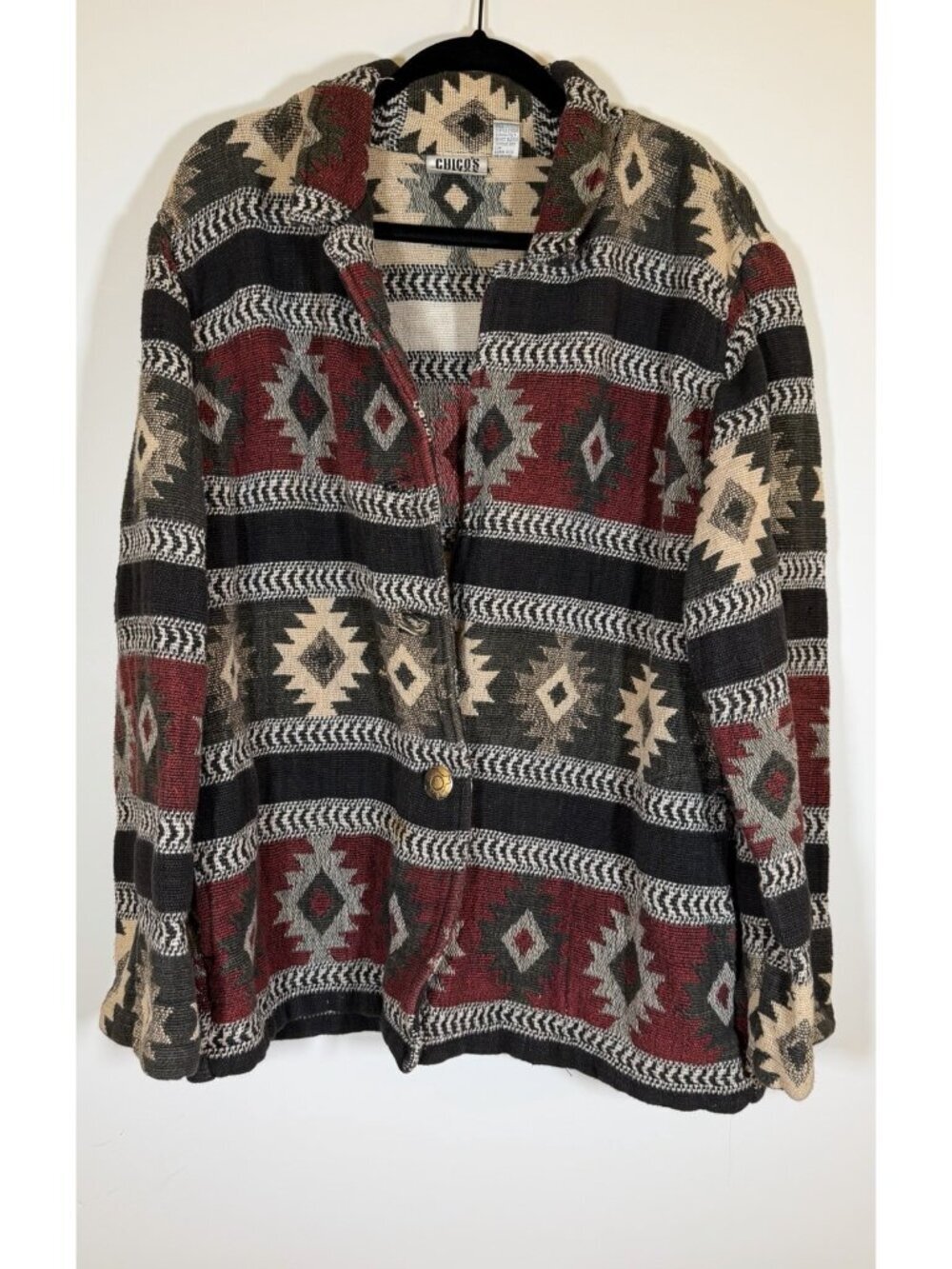 Vintage 90s Chicos Design navajo aztec southwestern tapestry jacket 2(L)